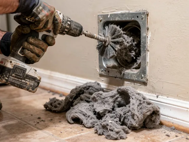 Certified Pompano Beach Dryer Vent Cleaning technician performing dryer vent cleaning in Pompano Beach