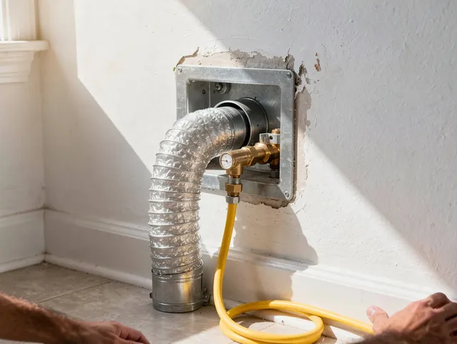 Pompano Beach Dryer Vent Cleaning certified technician performing specialized gas dryer vent cleaning in Pompano Beach